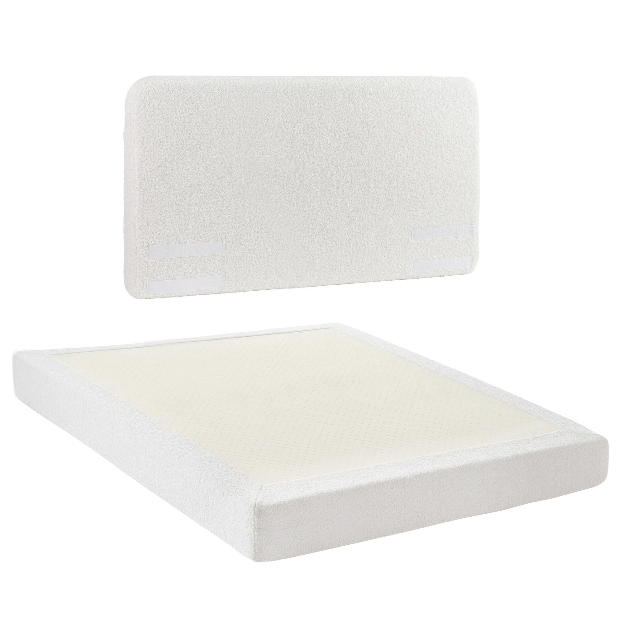 Artiss Queen Bed Frame Boucle Fabric Vacuum Compressed Beds Washable Cover No-Assembly