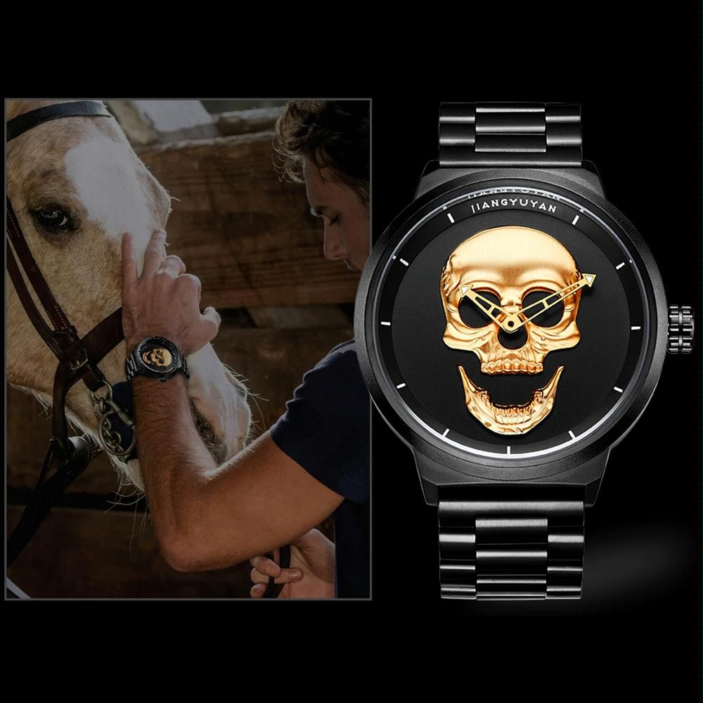 Stainless Steel Men Quartz Watch - Gold Band-1915196564683493381