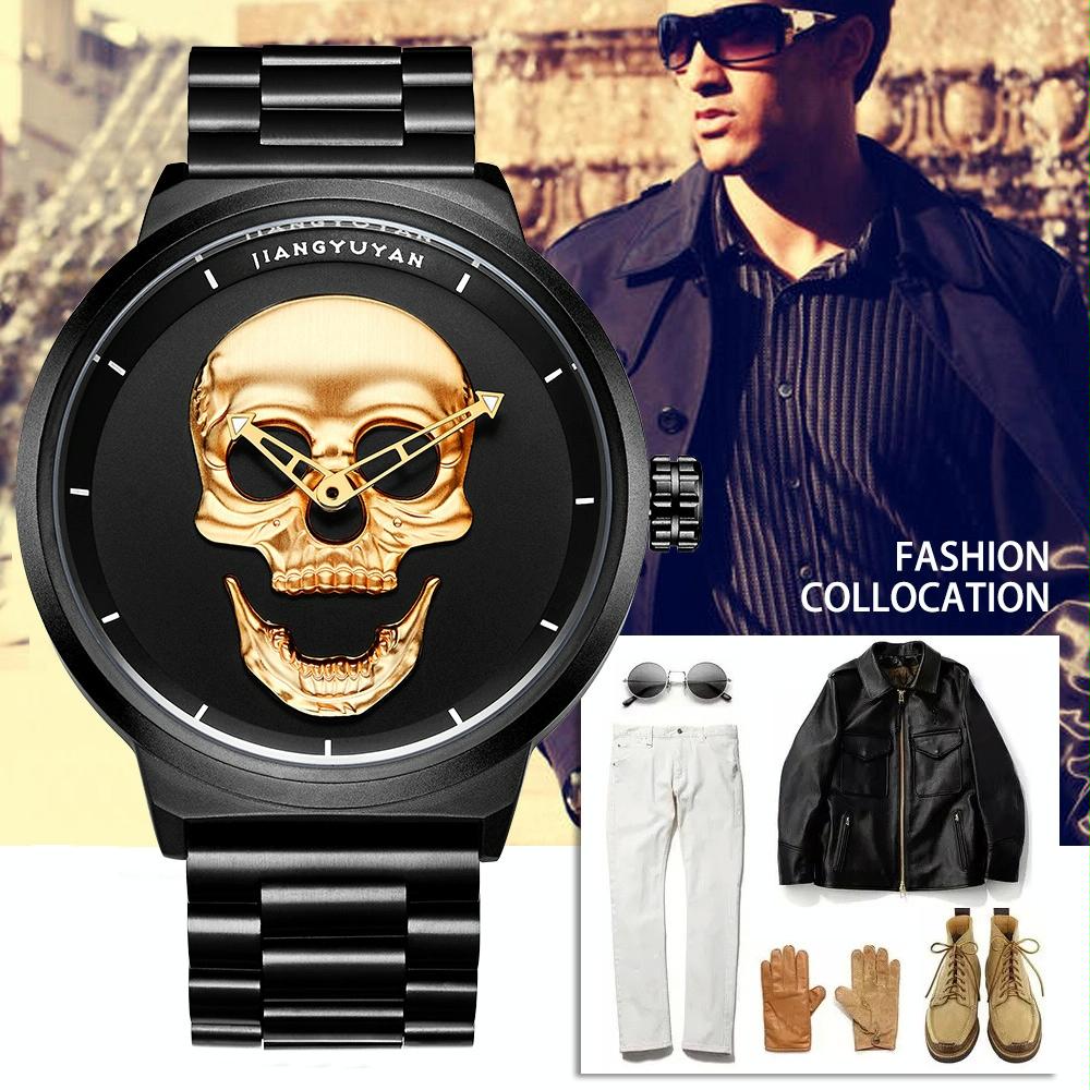 Stainless Steel Men Quartz Watch - Gold Band-1915196564683493384