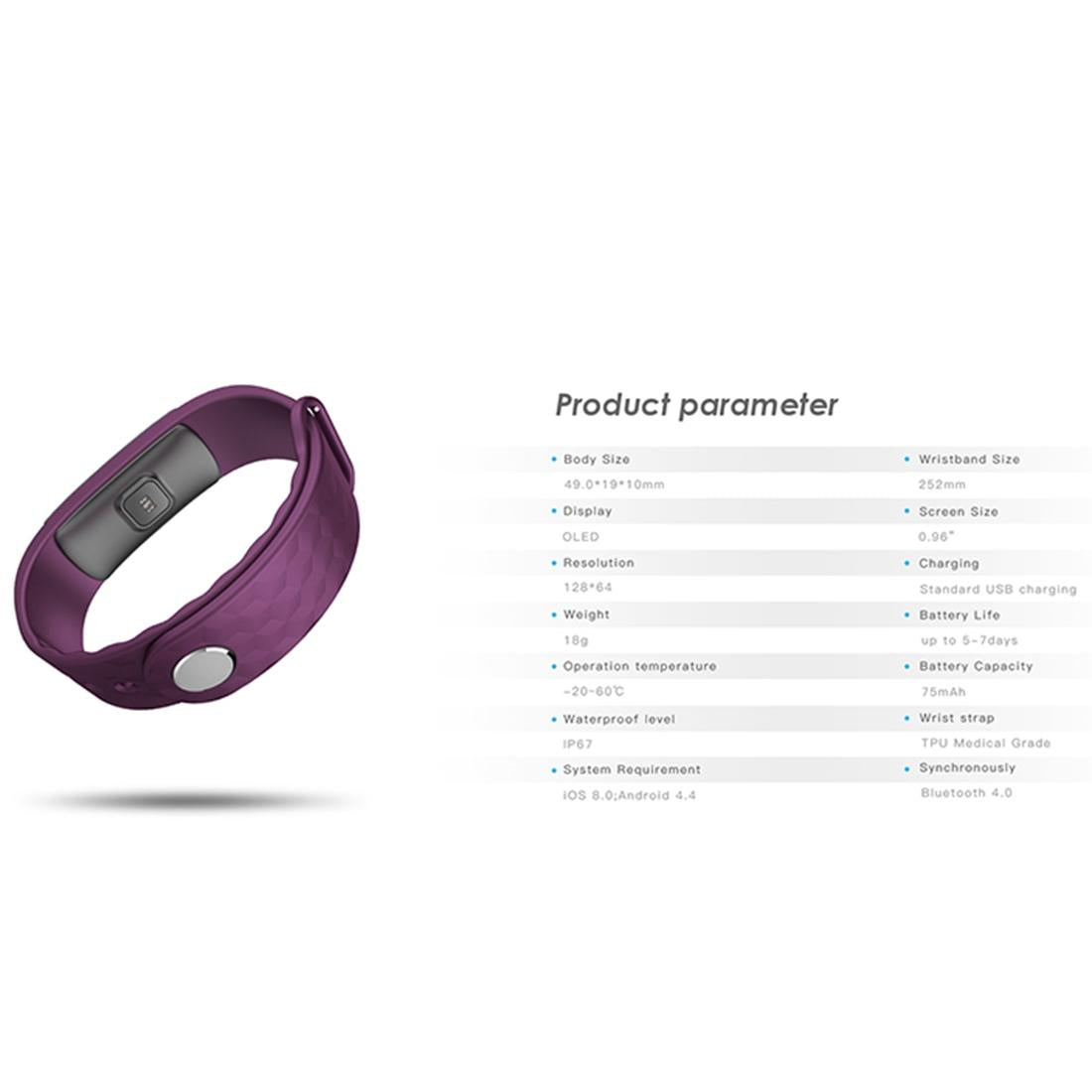 Bluetooth Smart Bracelet With Oled Display And Hr Monitor-1915196749639716872