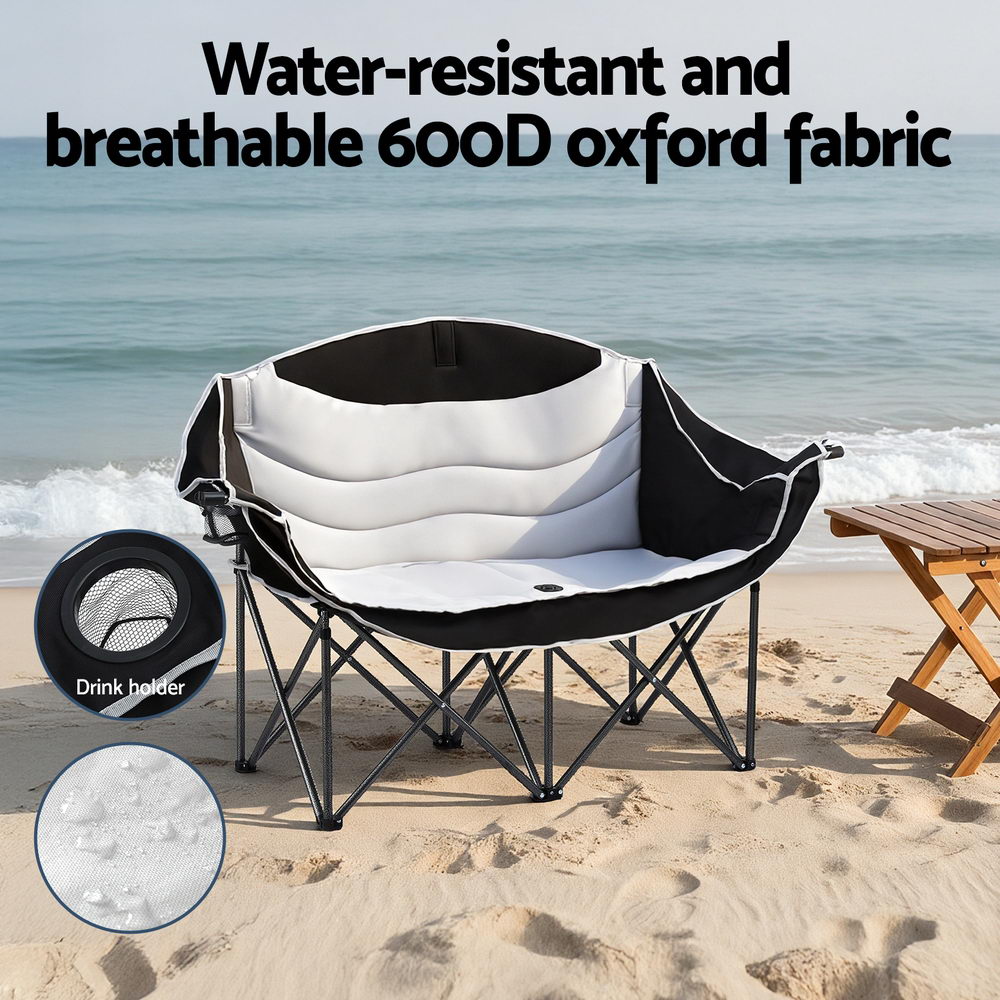 Weisshorn Camping Chair Double Folding Moon Chair Portable Seat 240KG