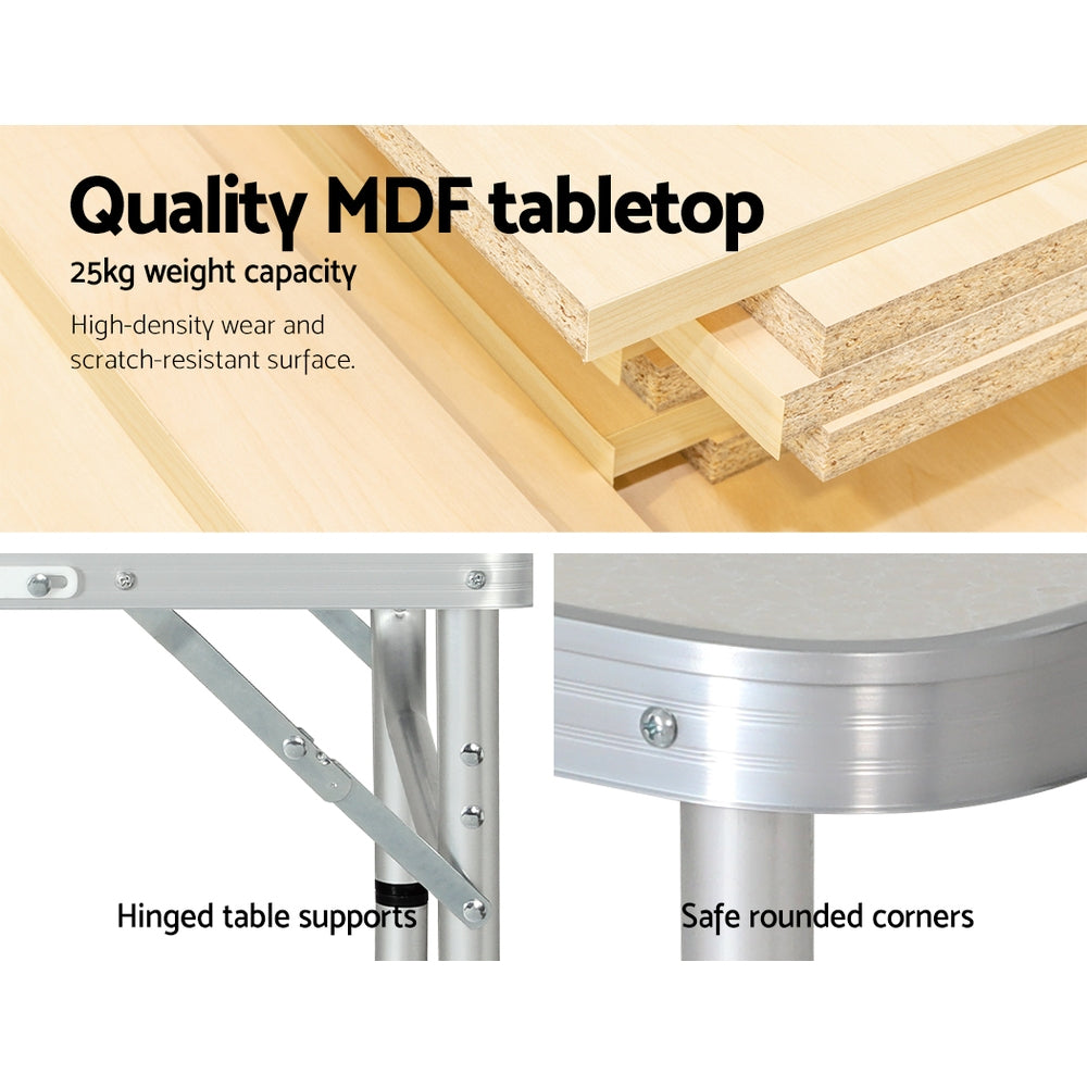 Weisshorn Folding Camping Table 60cm – Adjustable, Portable Outdoor Picnic Desk