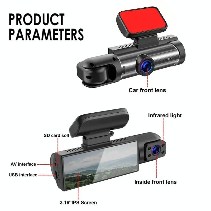 1080P Hd Dual Lens Night Vision Driving Recorder - 3.16 Inch-1915198023563087873