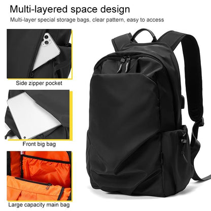 Multifunctional Oxford Laptop Backpack In Black-1915196700511834115