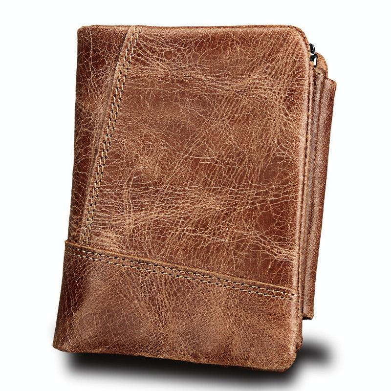 Men Taupe Leather Rfid Card Holder Wallet-1915198238181429251