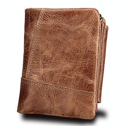 Men Taupe Leather Rfid Card Holder Wallet-1915198238181429251