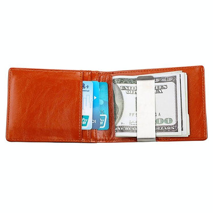 Mini Crazy Horse Leather Rfid Wallet - Antimagnetic-1915197603813920774
