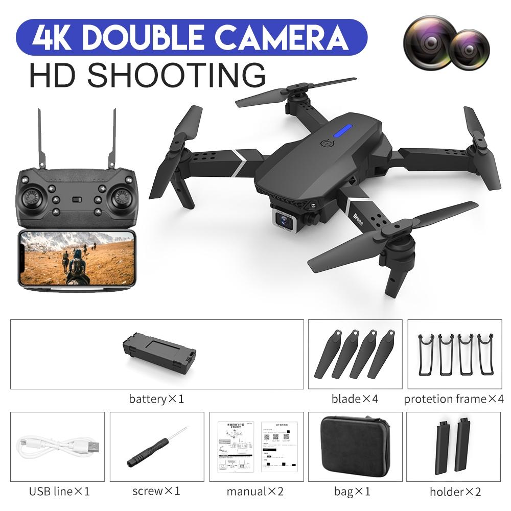 Foldable 4K Rc Quadcopter With Dual Hd Camera - Black-1915196669130051591