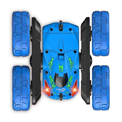Blue Stunt Tumbling Car Toy With 2.4Ghz Remote Control-1964932153548607495