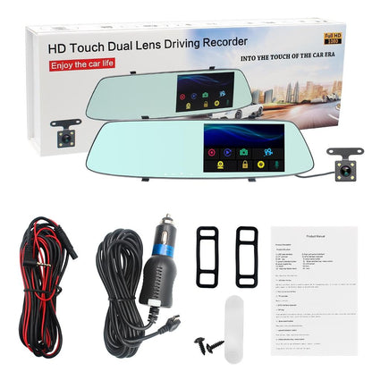 5 Lcd Touch Screen Rear View Mirror Car Recorder With Separate Camera-1915198414665158665