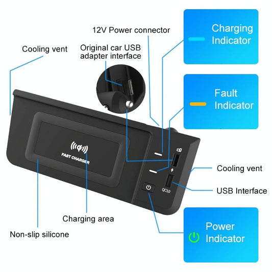 15W / 10W Wireless Charger For Audi Q5L 2018-2022 - Qi Standard-1915197516341710849