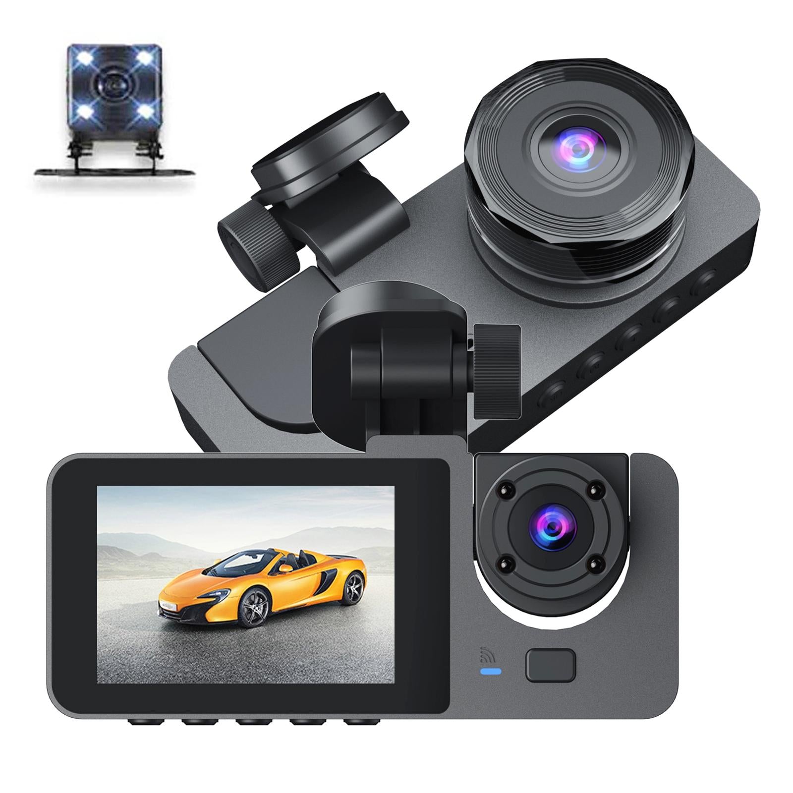 Black A2 Triple Lens Car Dash Camera Recorder-1922443418571771912