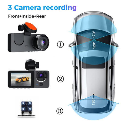 Black A2 Triple Lens Car Dash Camera Recorder-1922443418571771908
