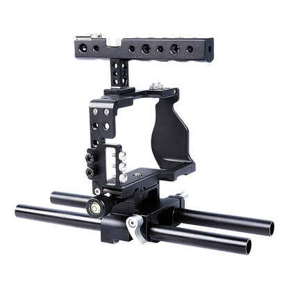 Sony A6000 / A6300 / A6400 / A6500 Camera Cage Stabilizer With Handle - Black-1915196753100017668