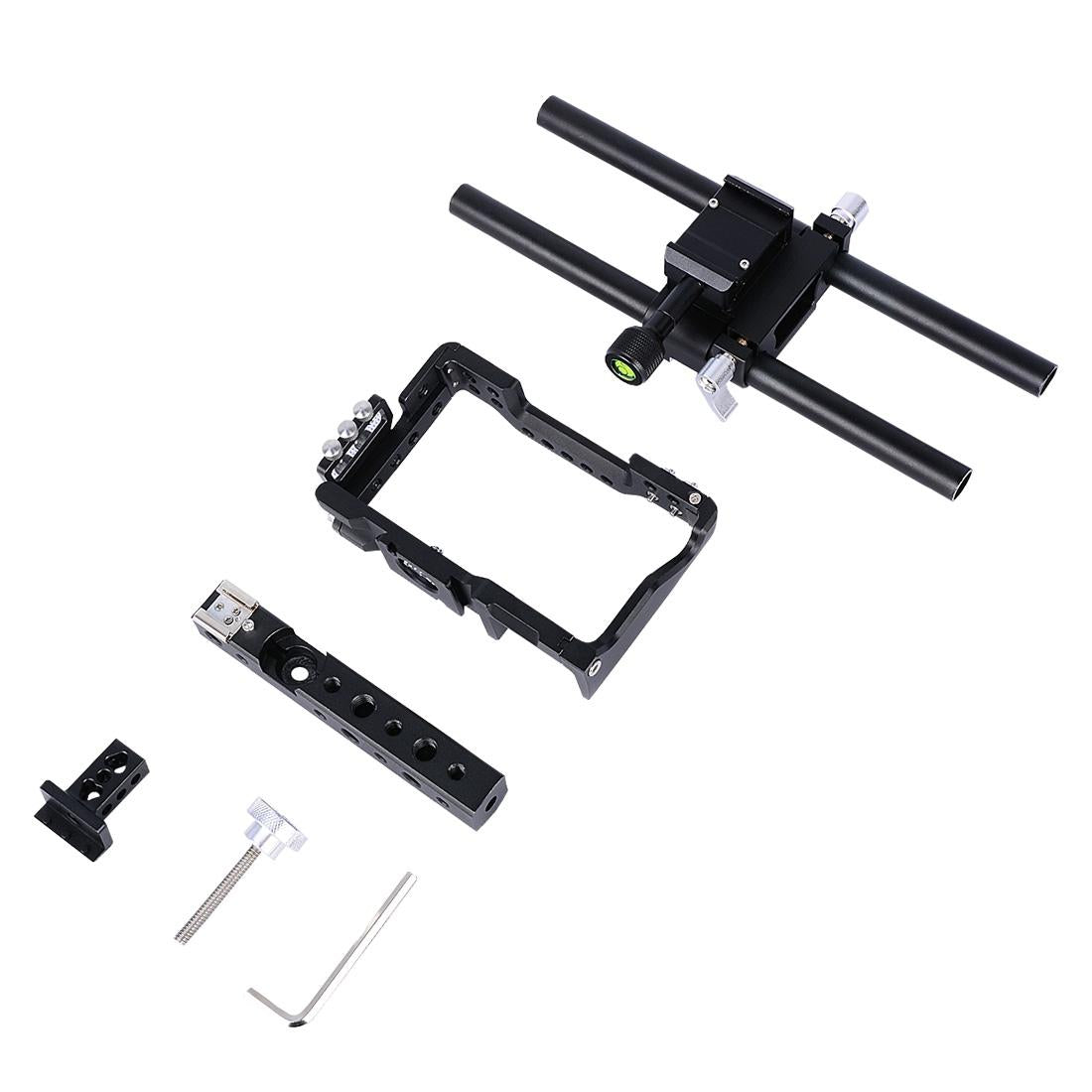 Sony A6000 / A6300 / A6400 / A6500 Camera Cage Stabilizer With Handle - Black-1915196753100017670