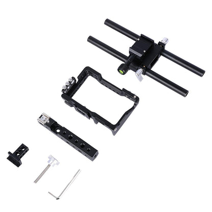 Sony A6000 / A6300 / A6400 / A6500 Camera Cage Stabilizer With Handle - Black-1915196753100017670