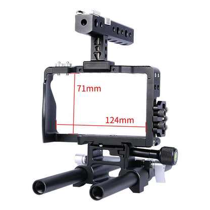 Sony A6000 / A6300 / A6400 / A6500 Camera Cage Stabilizer With Handle - Black-1915196753100017673