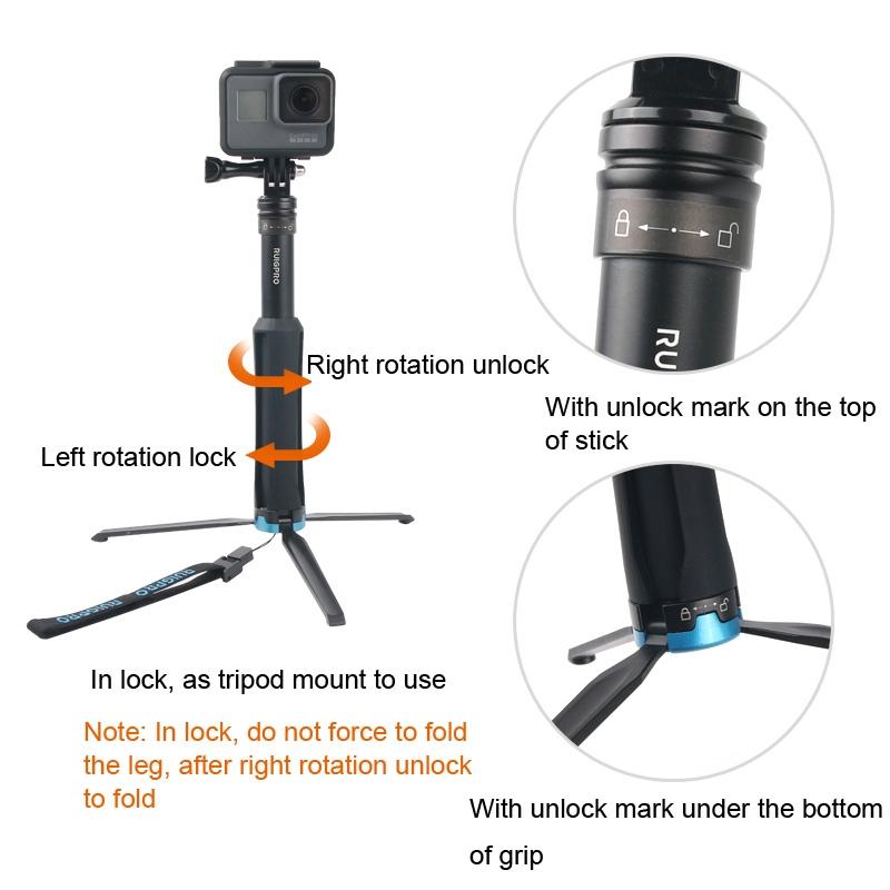 Foldable Tripod Selfie Stick For Action Cameras - 23.5-81Cm Length-1915197152213209093