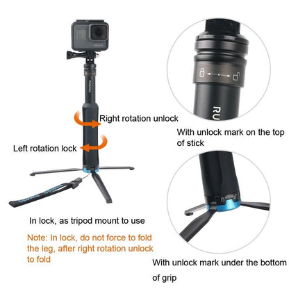 Foldable Tripod Selfie Stick For Action Cameras - 23.5-81Cm Length-1915197152213209093