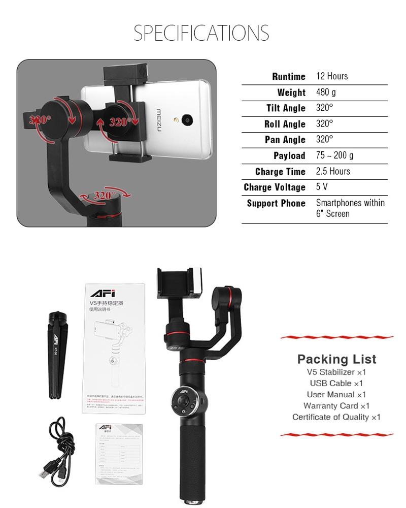 3-Axis Gimbal Stabilizer With Tripod Mount & Fill Light For Smartphones - Black-1964932174377521158