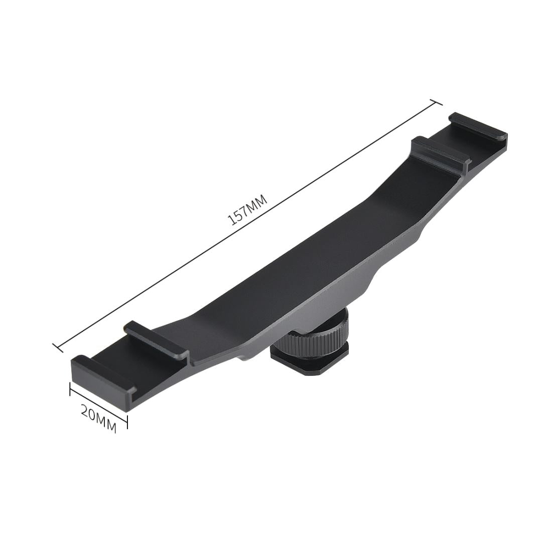 Aluminum Dual Hot / Cold Shoe Mount Adapter Bracket - Black-1915196699761053699