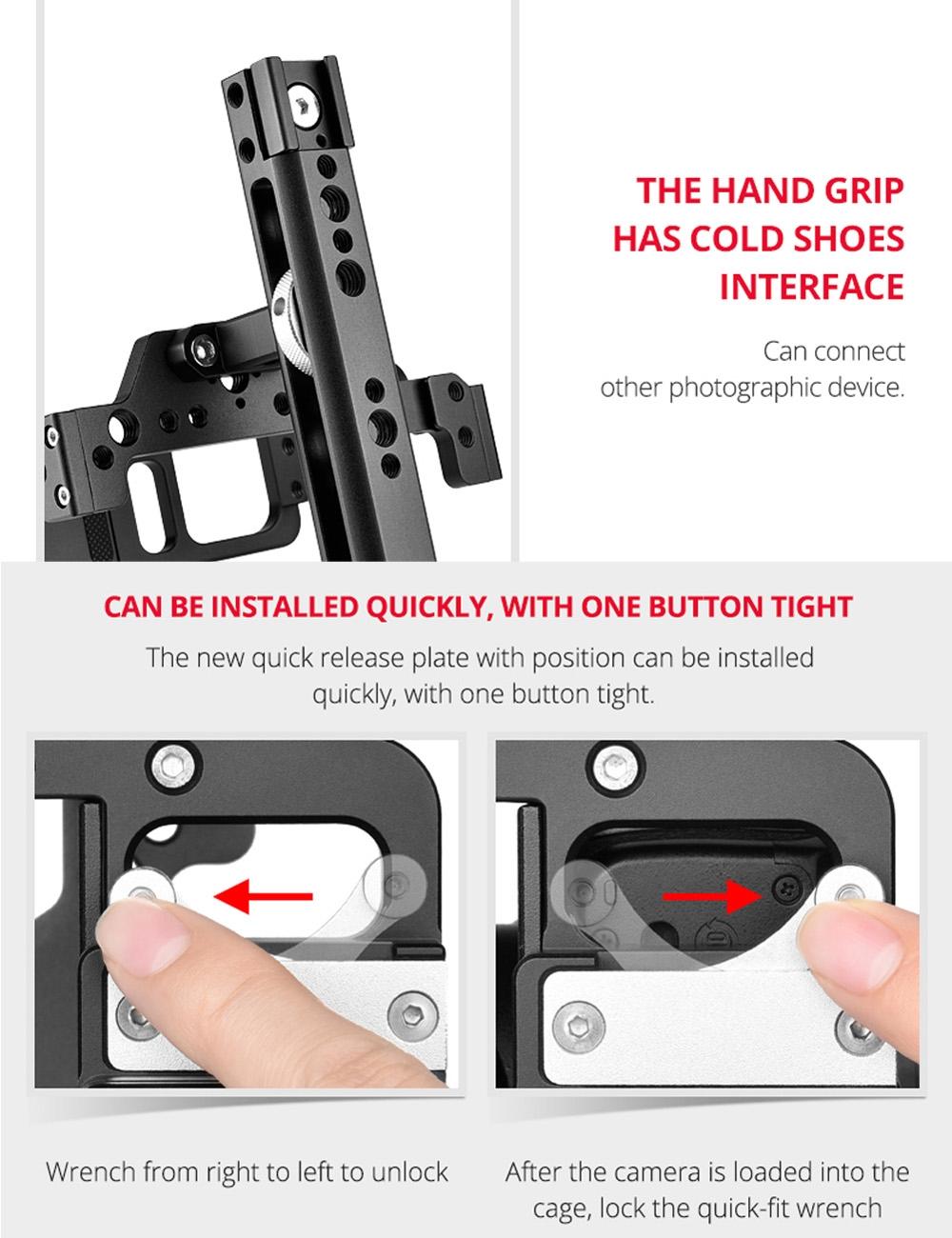 Video Camera Cage Stabilizer With Handle And Rail Rod For Nikon Z6 / Z7-1915196790118944772