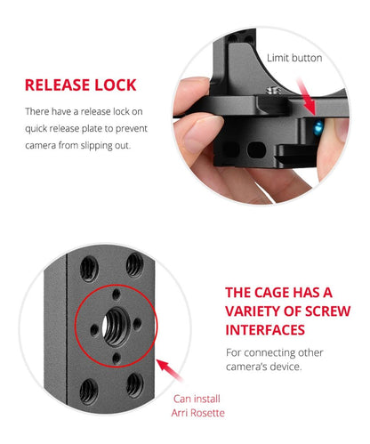 Video Camera Cage Stabilizer With Handle And Rail Rod For Nikon Z6 / Z7-1915196790118944773