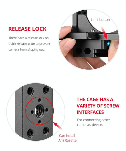 Video Camera Cage Stabilizer With Handle For Nikon Z6 / Z7 - Black-1915196486296145926