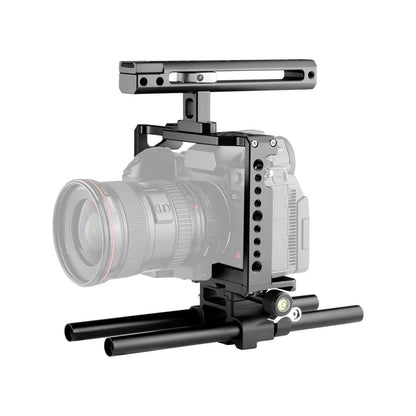 Panasonic Lumix Dc-S1H / Dc-S1 / Dc-S1R Camera Cage Stabilizer With Handle & Rail Rod Mount - Black-1915196748473700352