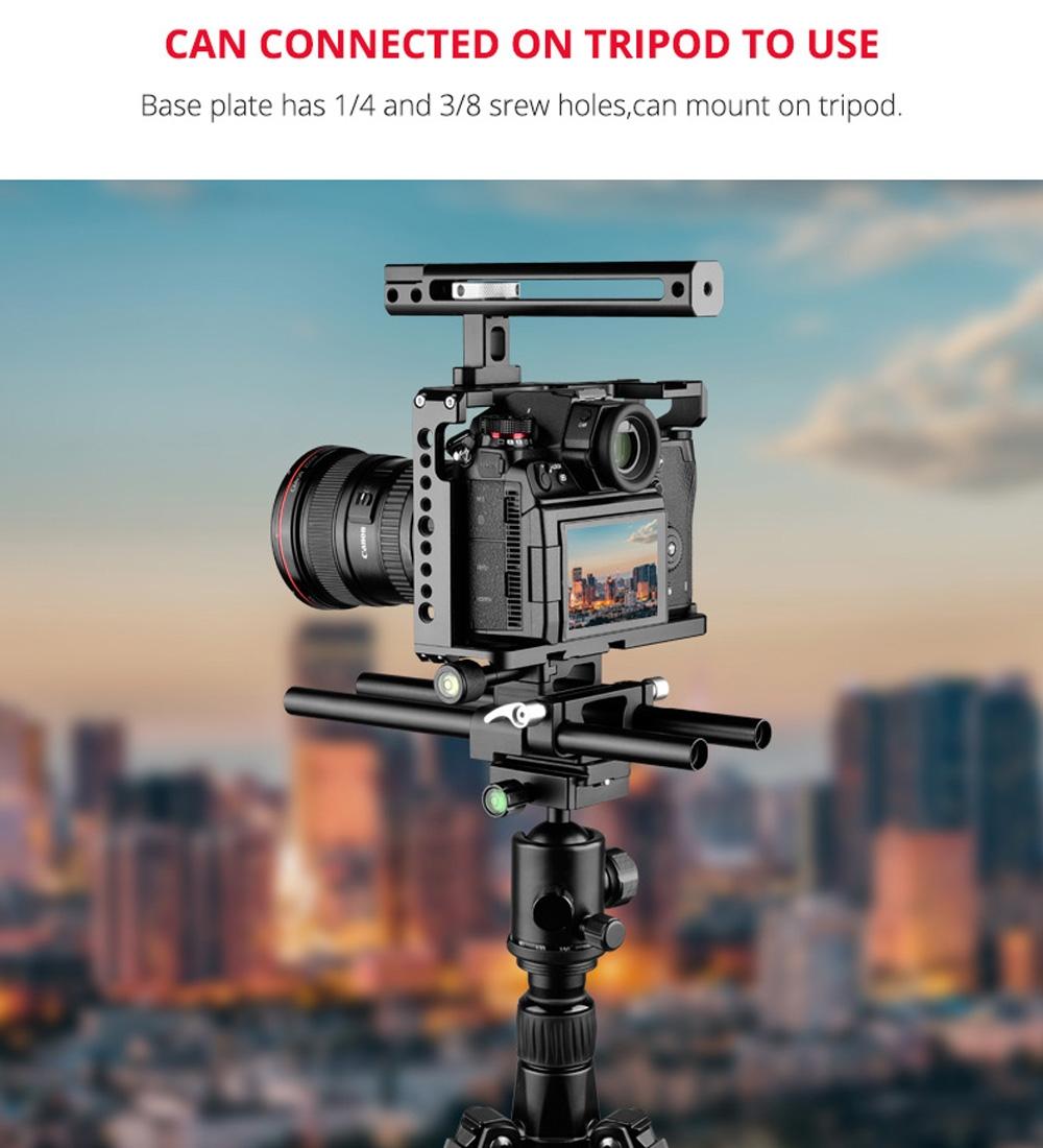 Panasonic Lumix Dc-S1H / Dc-S1 / Dc-S1R Camera Cage Stabilizer With Handle & Rail Rod Mount - Black-1915196748473700359