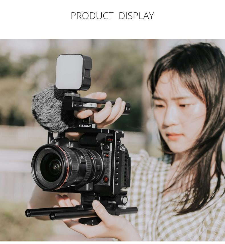 Panasonic Lumix Dc-S1H / Dc-S1 / Dc-S1R Camera Cage Stabilizer With Handle & Rail Rod Mount - Black-1915196748473700361