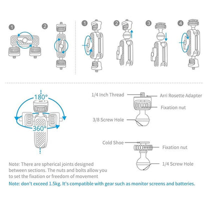 Adjustable Magic Arm Mount For Slr Camera - Grey-1915196550829707266