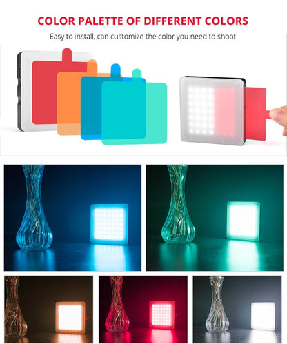 Portable 49-Led Phone Photography Fill Light With 6 Filters - Black-1915196701686239237