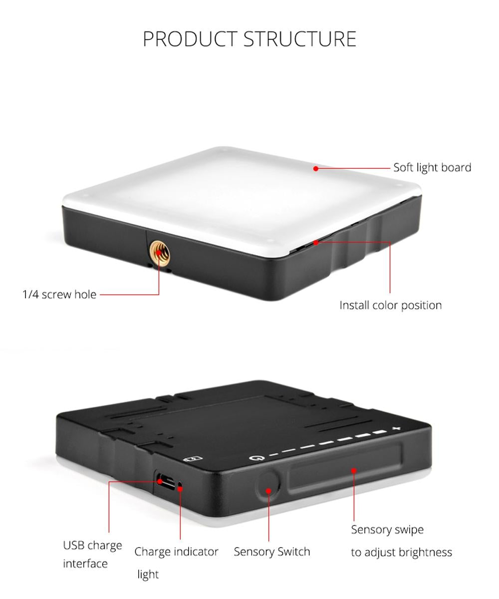 Portable 49-Led Phone Photography Fill Light With 6 Filters - Black-1915196701686239238