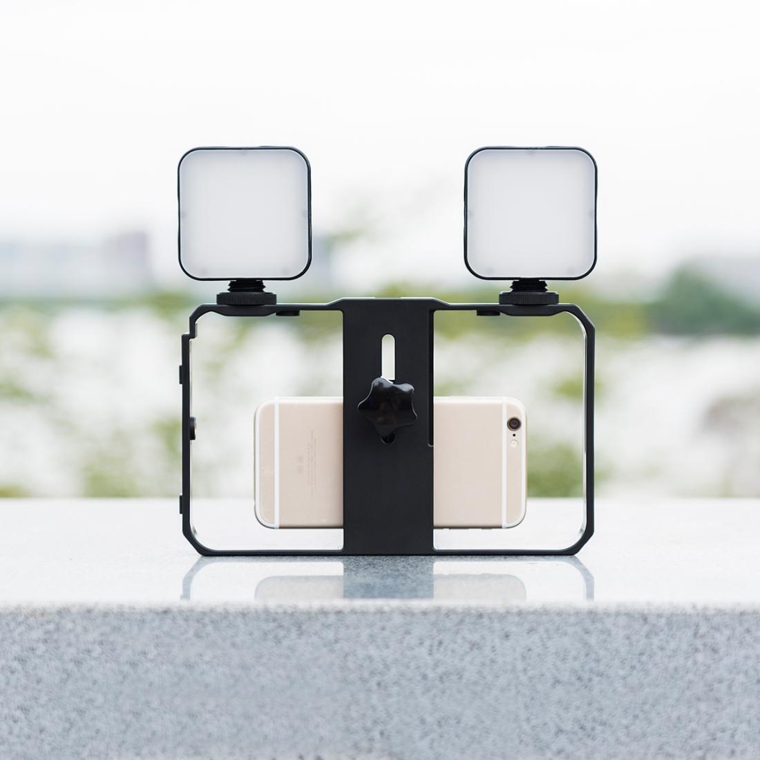 Vlogging Live Broadcast Smartphone Video Rig With Led Selfie Light And Stabilizer Handle-1915197699829927941