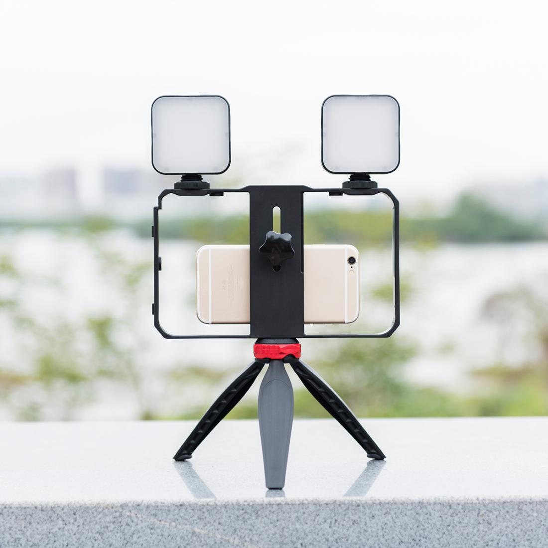 Vlogging Live Broadcast Led Selfie Light Video Rig With Smartphone Handle And Tripod-1915197654904737797