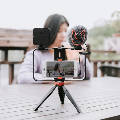 Vlogging Video Rig With Led Light Mic & Tripod-1915197461593460741