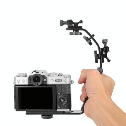 Aluminum L-Shaped Flash Bracket Camera Holder - Black-1915196729263788033