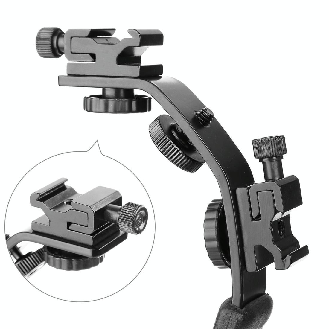 Aluminum L-Shaped Flash Bracket Camera Holder - Black-1915196729263788036