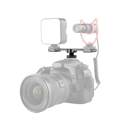 Aluminum Dual Cold Shoe Mount Adapter Extension Bracket - Black-1915196724750716928