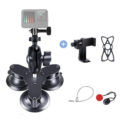 Triangle Suction Cup Mount For Gopro With Tripod Adapter And Phone Clamp-1915196495469088768