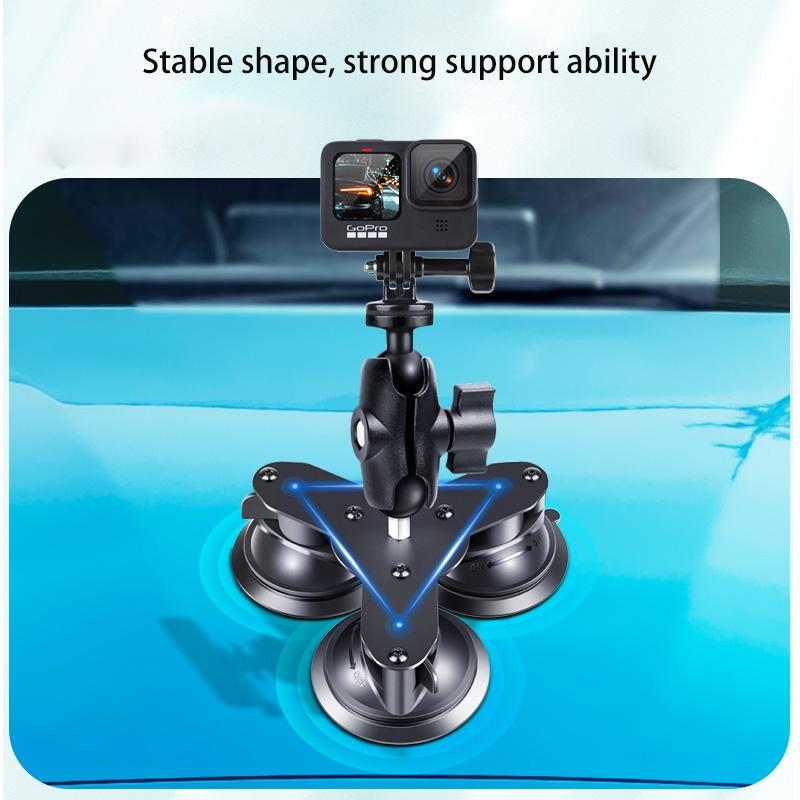 Triangle Suction Cup Mount For Gopro With Tripod Adapter And Phone Clamp-1915196495469088772