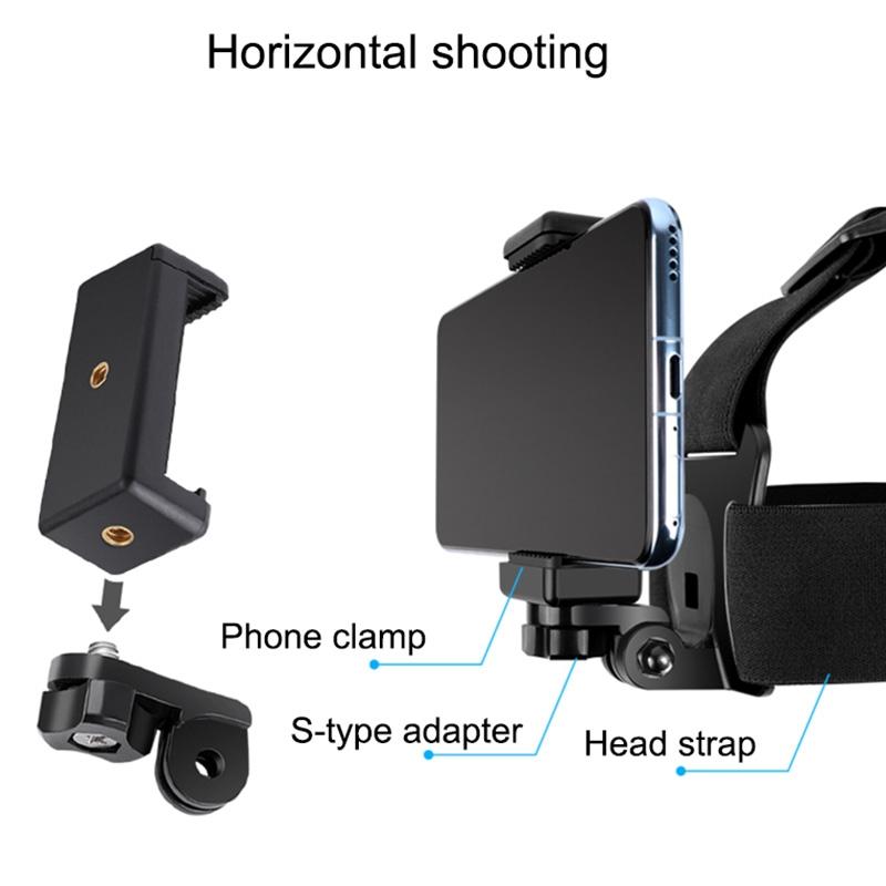 Adjustable Head Strap With Phone Clamp For Gopro And Action Cameras-1915196676335865859