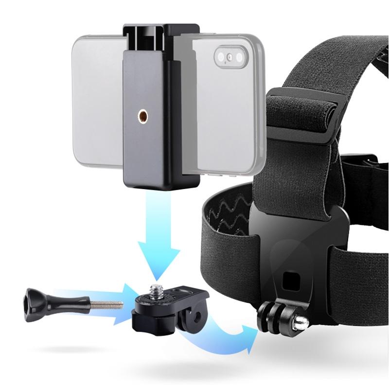 Adjustable Head Strap With Phone Clamp For Gopro And Action Cameras-1915196676335865862