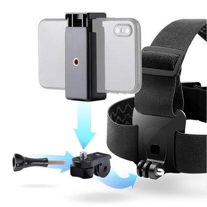 Adjustable Head Strap With Phone Clamp For Gopro And Action Cameras-1915196676335865862