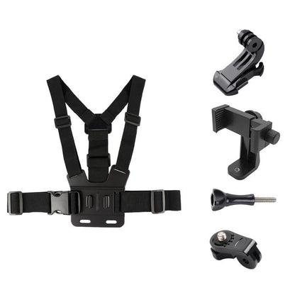 Adjustable Body Mount Belt With Phone Clamp For Action Cameras And Smartphones-1915196702751592448