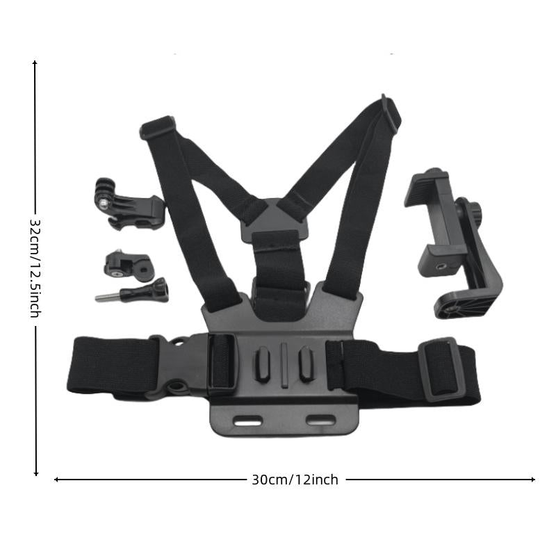 Adjustable Body Mount Belt With Phone Clamp For Action Cameras And Smartphones-1915196702751592449