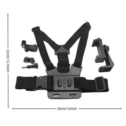 Adjustable Body Mount Belt With Phone Clamp For Action Cameras And Smartphones-1915196702751592449