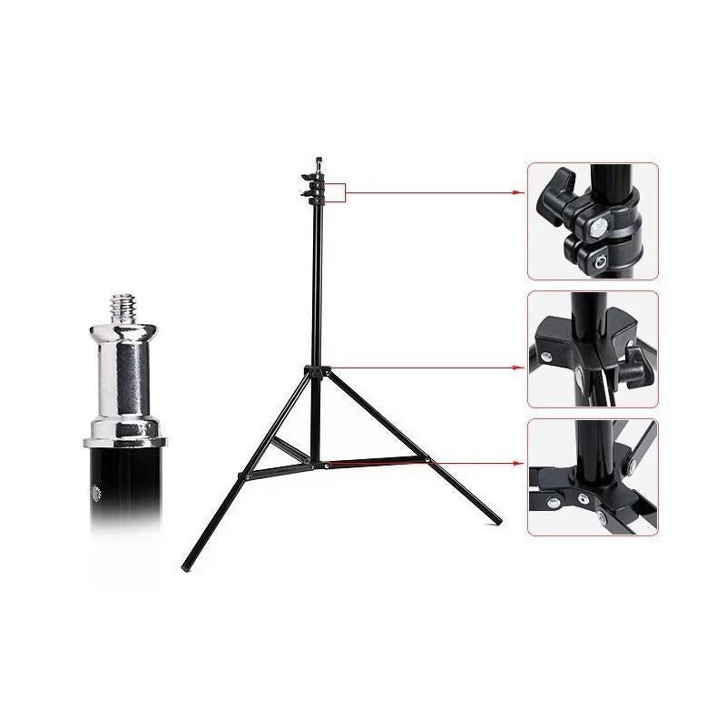 Aluminum Light Stand For Studio Flash - 2.8M Height - Black-1915196788801933315