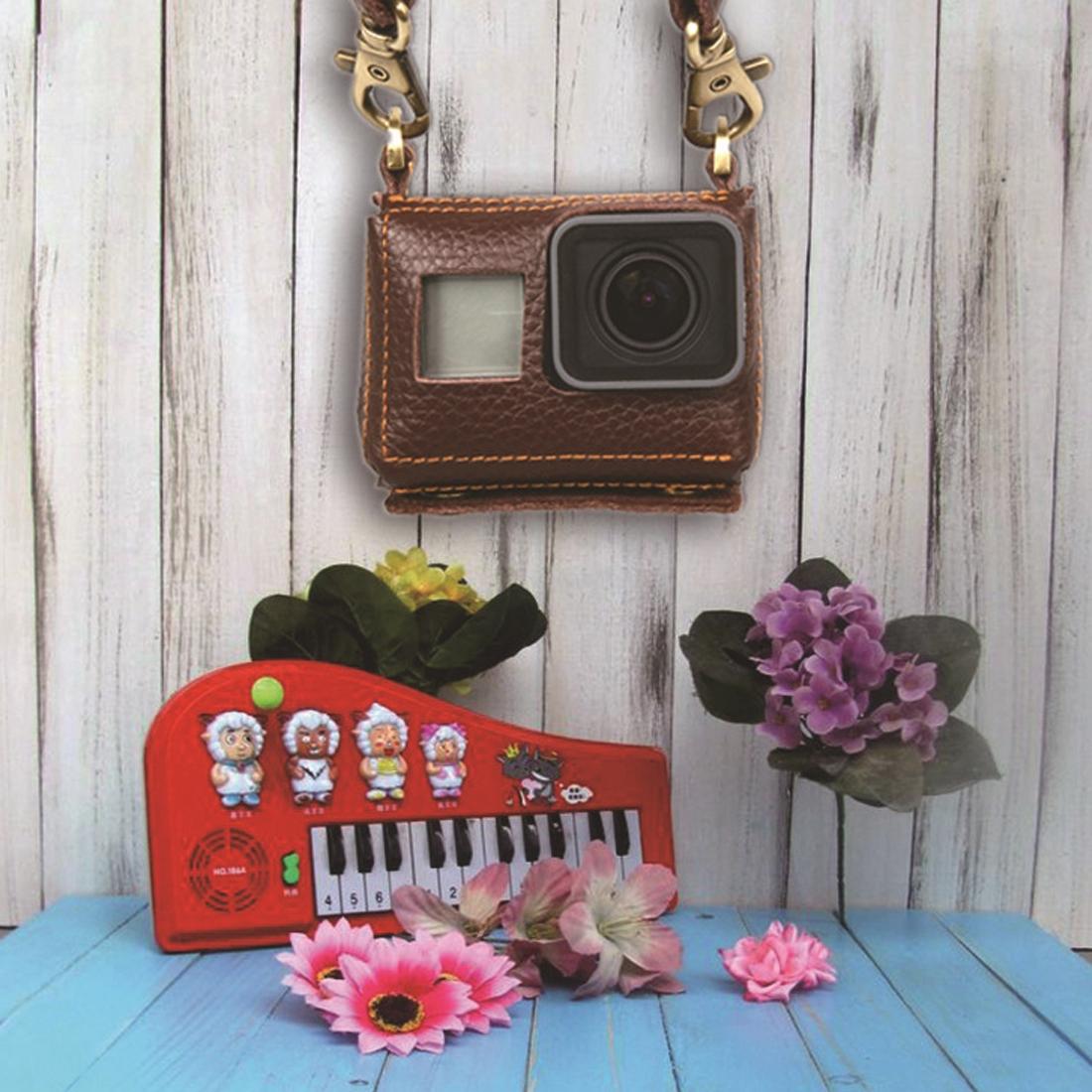 Genuine Leather Protective Case For Gopro Hero4 With Litchi Texture And Sling-1915196643918090243